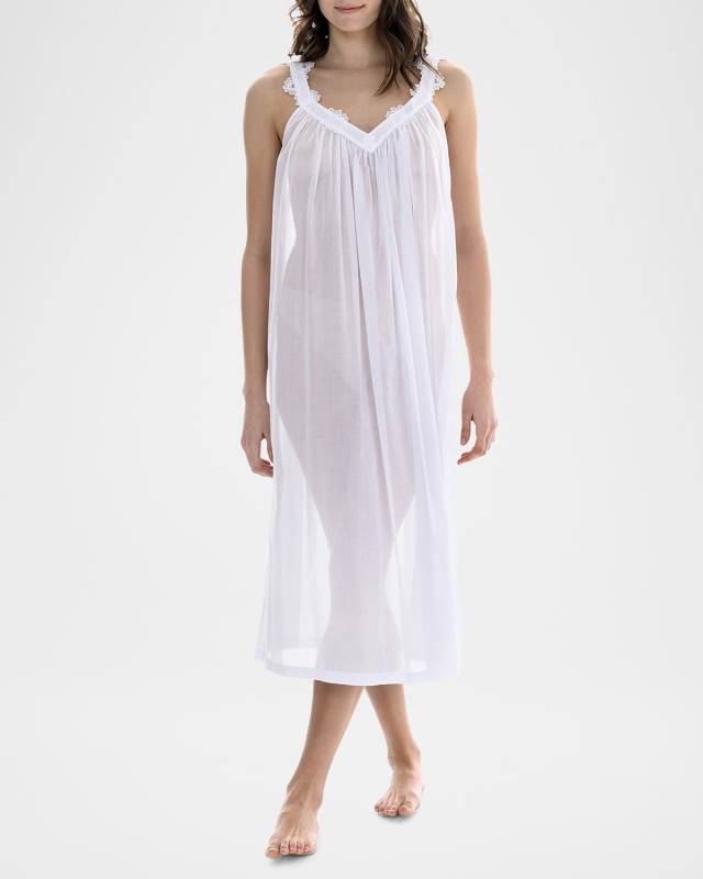 Amarilis-1 Lace Applique Cotton Nightgown